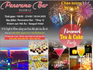 Buffet ngot ngam phao hoa Bar tang 12 Khach san Hai Au Quy Nhon dem 29-4-2022